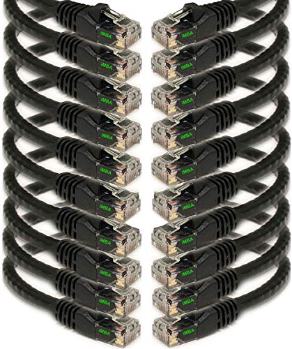 Product Cover iMBAPrice 1' Cat5e Network Ethernet Patch Cable, 10 Pack, Black (IMBA-CAT5-01BK-10PK)