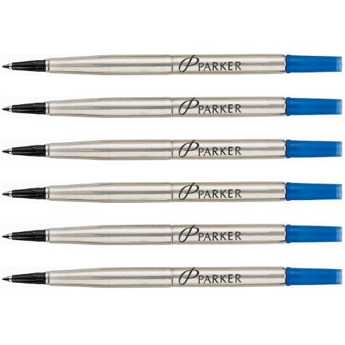 Product Cover Parker Quink Ink RollerBall Medium Point Blue Ink Refill 6 Refills 3022531