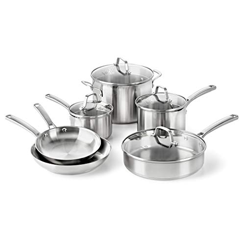 Product Cover Calphalon Classic Pots And Pans Set, 10-Piece Cookware Set, Stainless Steel