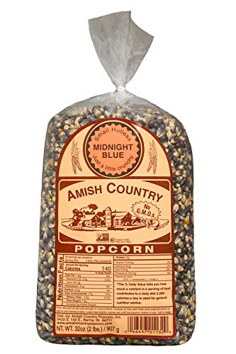 Product Cover Amish Country Popcorn - 2 Lb Midnight Blue Kernels - Old Fashioned, Non GMO, and Gluten Free with Recipe Guide