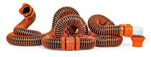 Product Cover Camco RhinoEXTREME 20ft RV Sewer Hose Kit, Includes Swivel Fitting and Translucent Elbow with 4-In-1 Dump Station Fitting, Crush Resistant, Storage Caps Included - 39867