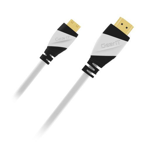 Product Cover Hdmi Mini Cable High-Speed Mini-HDMI to HDMI Cable GearIT 3 Feet 0.91 Meters Mini HDMI Type A to HDMI Type C cable Supports Ethernet 3D HD 1080P 4K Audio Return White