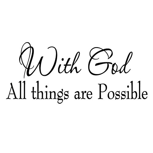 Product Cover with God All Things are Possible Faith Wall Decals Religious Quotes Family Scripture Home Decor Christian Vinyl Wall Art