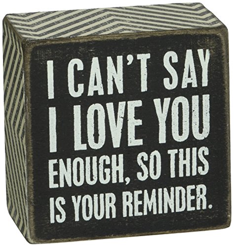 Product Cover Primitives by Kathy Chevron Trimmed Box Sign, 3 x 3-Inches, I Love You