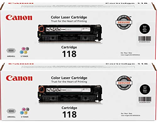 Product Cover Canon 118 Black Laser Cartridge, 2-Pack for imageCLASS MF8350/MF8580