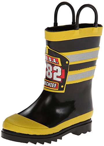 Product Cover Western Chief Kids F.D.U.S.A Firechief Rain Boot (Infant/Toddler/Little Kid),Black,11 M US Toddler