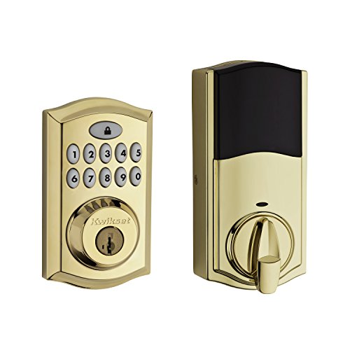 Product Cover Kwikset 99130-001 SmartCode 913 UL Electronic Deadbolt featuring SmartKey in Lifetime Polished Brass