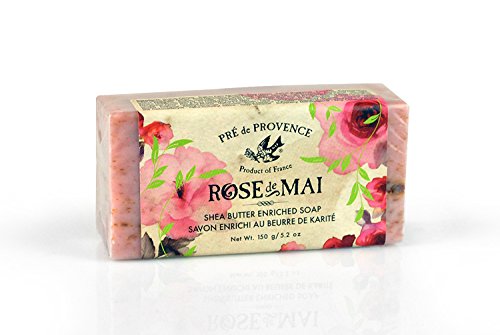 Product Cover Pre de Provence French Soap Bar, Enriched with Shea Butter, Quad-Milled For A Smooth & Rich Lather, Infused With Real Petals (150 Gram) - Rose De Mai