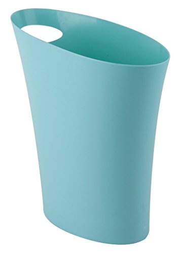 Product Cover Umbra Skinny Sleek & Stylish Bathroom Trash, Small Garbage Can Wastebasket for Narrow Spaces at Home or Office, 2 Gallon Capacity, Surf Blue