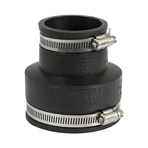 Product Cover EVERCONNECT 4833 Flexible Pvc Reducing Rubber Coupling with Stainless Steel Clamps, 3 x 2 Inch, Black