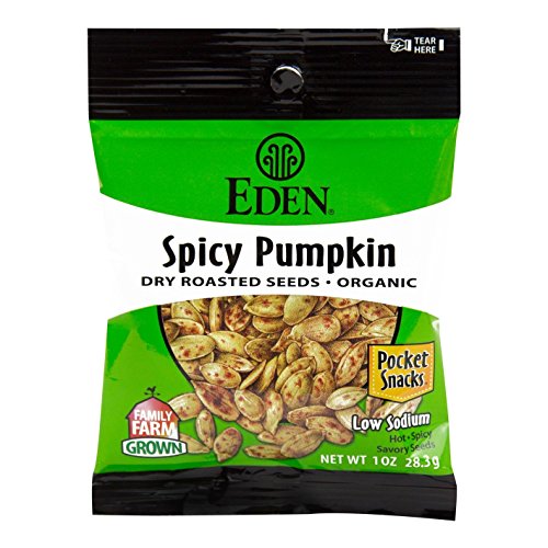 Product Cover Eden Organic Spicy Pumpkin Seeds, Dry Roasted, Pocket Snacks, 1 Ounce (Pack of 12)