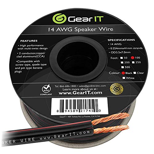 Product Cover GearIT 14-Gauge Speaker Wire (100 Feet/30.48 Meters) Black -