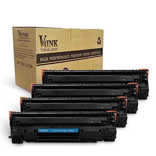 Product Cover V4INK 4 pack Compatible Replacement for HP 83A CF283A Toner Cartridge - for use in HP LaserJet Pro MFP M127fw M127fn M125nw M125a M201n M201dw M225dn M225dw series printers