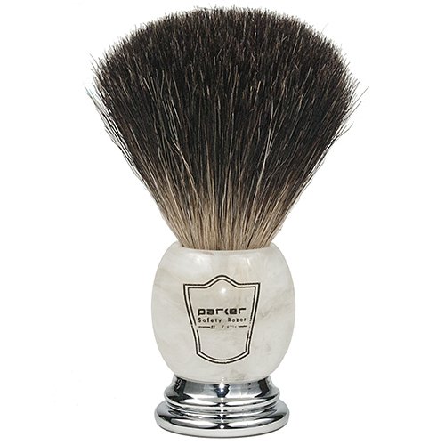 Product Cover Parker Safety Razor 100% Premium Black Badger Bristle Shaving Brush with Ivory Marbled Handle - Brush Stand Included