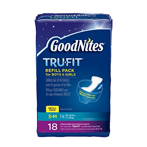 Product Cover GoodNites TRU-FIT Disposable Absorbent Inserts for Boys & Girls, Refill Pack, Size Small/Medium, 18 ct.