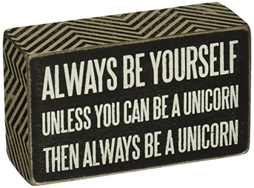 Product Cover Primitives by Kathy Chevron Trimmed Box Sign, 3 x 5-Inches, Always Be Yourself