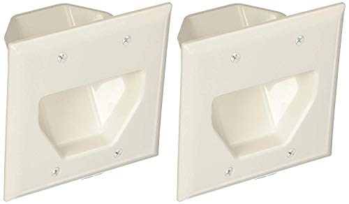 Product Cover Datacomm 450002WH-2 2 Gang Recessed Low Voltage Cable Plate- 2 Pack