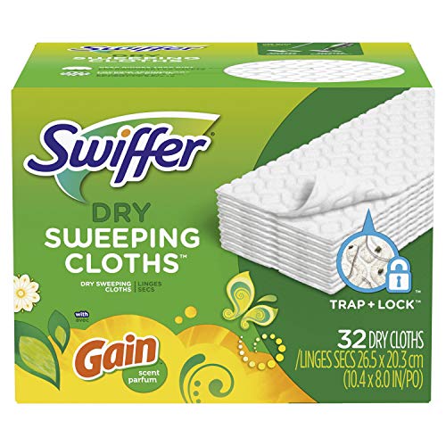 Product Cover Swiffer Sweeper Dry Sweeping Pad Refills, Hardwood Floor Mop Cleaner Cloth Refill, Gain Scent, 32 Count