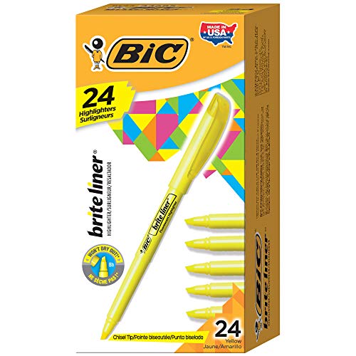 Product Cover BIC Brite Liner Highlighter, Chisel Tip, Yellow, 24-Count