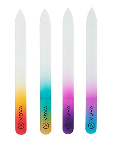 Product Cover VAGA Crystal Glass Nail File Set of 4 Nail Care Crystals Glass Nail Files in Cheeky Colors, Fingernail File for Manicure, Nail Strengthener hardener, Nails Buffer for Natural and Acrylic Nail filer