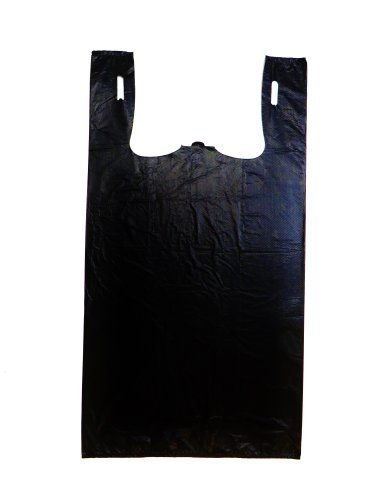 Product Cover Plastic Bag-Black Plain Embossed T-Shirt Bag 11.5