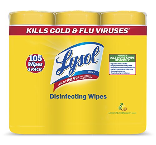 Product Cover Lysol Disinfecting Wipes, Lemon & Lime Blossom, 105 Wipes (3 Packs of 35 Wipes)