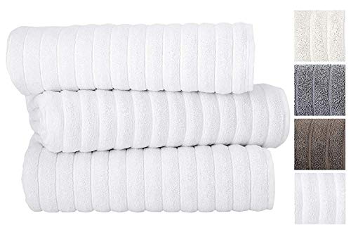 Product Cover Classic Turkish Towels Luxury Bath Towel Set - Soft and Thick Oversized Ribbed Bathroom Towels Made with 100% Turkish Cotton (White, 40x65 Bath Sheets)