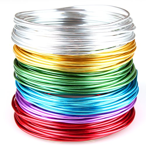 Product Cover Creacraft Beading Wire Set Basic: 6 Colors of Artistic Anodized Aluminum Wire for Jewelry, Crafting, 16ft per Coil (2mm (12ga))