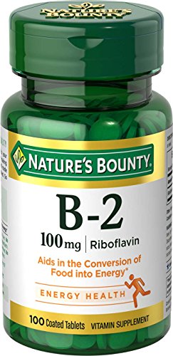 Product Cover Nature's Bounty Vitamin B2 as Riboflavin Supplement, Aids Metabolism, 100mg, 100 Count, Pack of 3