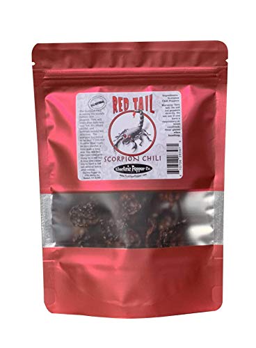 Product Cover Red Tail Scorpion Chili Peppers 10 Dried Trinidad Seed Pods Plus 2 Free, Hotter than Ghost Pepper