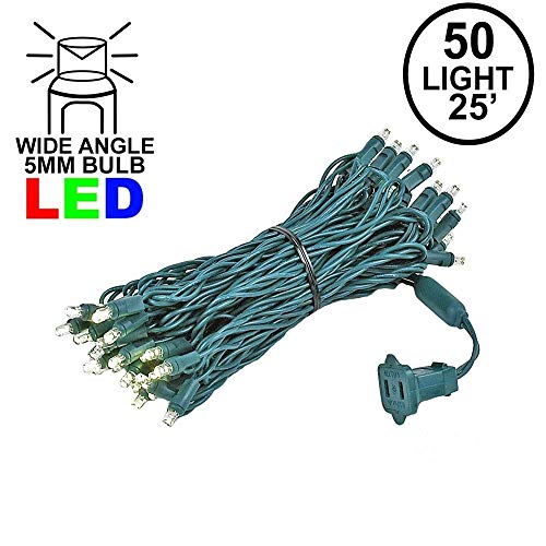Product Cover Novelty Lights 50 Light LED Christmas Mini Light Set, Outdoor Lighting Party Patio String Lights, Warm White, Green Wire, 25 Feet