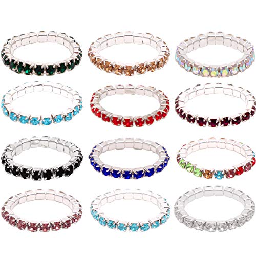 Product Cover 12pcs (12 Colors) Elastic Crystal Toe Ring Mixed Color Wholesale Lot Body Jewelry Pack