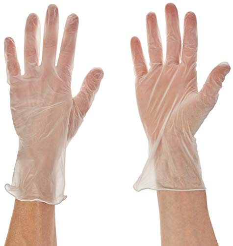 Product Cover Disposable Vinyl Gloves-Powder Free, Clear, Latex Free and Allergy Free, Plastic, Work, Food Service, Cleaning, Wholesale Cheap, Size Medium (Case of 1000)