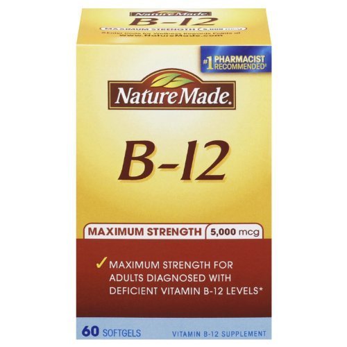 Product Cover Nature Made Maximum Strength Vitamin B-12 Soft gel, 5000 mcg 60 Count (Pack of 2)