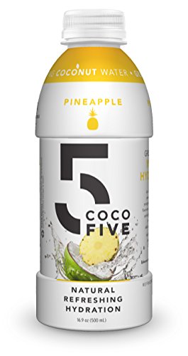 Product Cover COCO5 Clean Sports Hydration Pineapple Flavor | 100% Natural | 50% Less Sugar | Nothing Artificial | Non-GMO | Gluten Free | Developed by Pro Trainers for Pro Athletes | 16.9 OZ (Pack - 12)