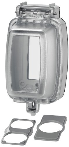 Product Cover Leviton 5980-UCL Vertical While-in-Use Cover for GFCI/Decora Duplex and Single Outlet, Clear