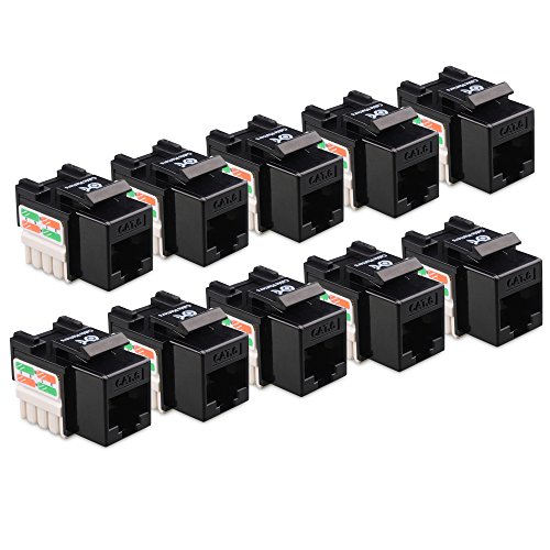 Product Cover Cable Matters UL Listed 10-Pack Cat6 RJ45 Keystone Jack (Cat 6, Cat6 Keystone Jack) in Black