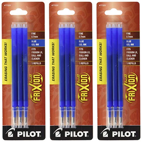 Product Cover Pilot Gel Ink Refills for FriXion Erasable Gel Ink Pen, Fine Point, Blue Ink, 3 Packs 9 refills total