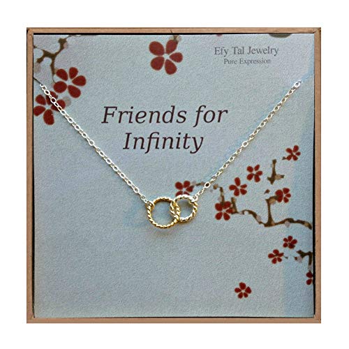 Product Cover EFYTAL Infinity Necklace, Two Tone Interlocking Circles in Sterling Silver and Gold Filled, Bridesmaid Gift