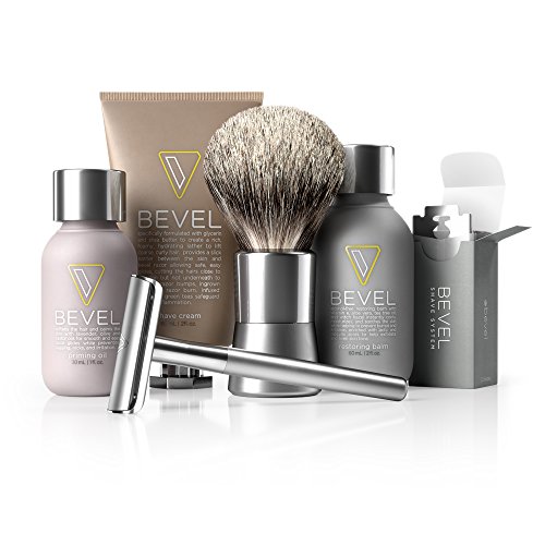 Product Cover Bevel Shave System - Starter Kit. Safety Razor, Shave Creams, Oil, Balm and 20 Blades. Clinically Tested to Help Prevent Razor Bumps