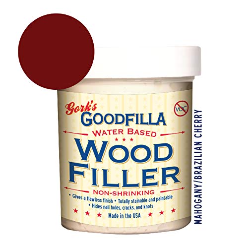Product Cover Water-Based Wood & Grain Filler - Mahogany - 8 oz by Goodfilla | Replace Every Filler & Putty | Repairs, Finishes & Patches | Paintable, Stainable, Sandable & Quick Drying