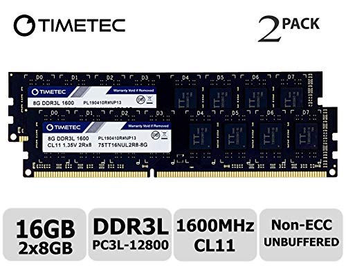 Product Cover Timetec Hynix IC 16GB Kit (2x8GB) DDR3L 1600MHz PC3L-12800 Non ECC Unbuffered 1.35V/1.5V CL11 2Rx8 Dual Rank 240 Pin UDIMM Desktop Memory Ram Module Upgrade (16GB Kit (2x8GB))
