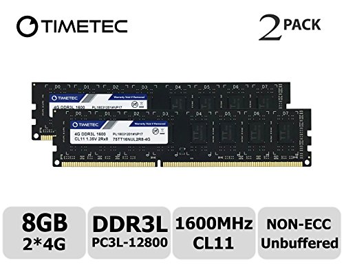 Product Cover Timetec Hynix IC 8GB Kit (2x4GB) DDR3L 1600MHz PC3L-12800 Non ECC Unbuffered 1.35V/1.5V CL11 2Rx8 Dual Rank 240 Pin UDIMM Desktop PC Computer Memory Ram Module Upgrade (8GB Kit (2x4GB))