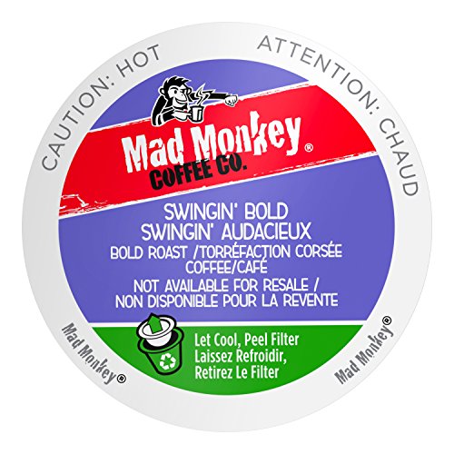Product Cover Mad Monkey Single Serve Coffee Capsules, Swingin Bold, 100% Arabica Bold Roast, Compatible with Keurig K-Cup Brewers, 48 Count