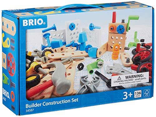 Product Cover BRIO Builder 34587 - Builder Construction Set - 135-Piece Construction Set STEM Toy with Wood and Plastic Pieces for Kids Age 3 and Up