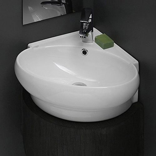 Product Cover CeraStyle 002000-U-One Hole Mini Round Corner Ceramic Wall Mounted/Vessel Sink, White