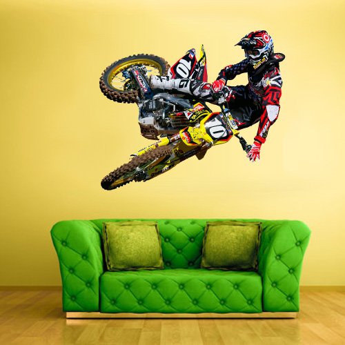 Product Cover STICKERSFORLIFE Full Color Wall Decal Mural Sticker Decor Art Poster Gift Dirty Bike Motocross Jump Motocycle Dirt Moto (Col376)