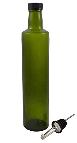 Product Cover NiceBottles - Olive Oil Dispenser with Stainless Steel Flip Top Pourer, Dark Green, Round, 500ml
