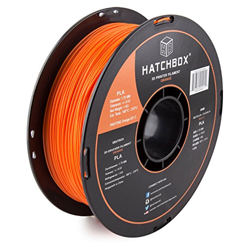 Product Cover HATCHBOX PLA 3D Printer Filament, Dimensional Accuracy +/- 0.03 mm, 1 kg Spool, 1.75 mm, Orange