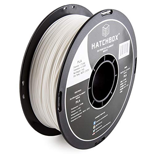 Product Cover HATCHBOX PLA 3D Printer Filament, Dimensional Accuracy +/- 0.03 mm, 1 kg Spool, 1.75 mm, White